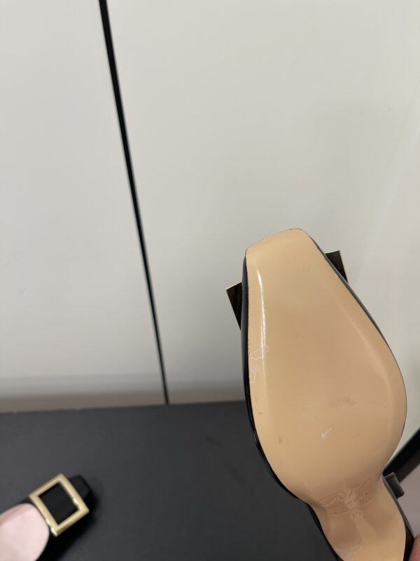 Roger Vivier - Patent Leather Metal Buckle Trumpet Slingback Pumps