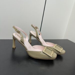 Roger Vivier - Patent Leather Metal Buckle Trumpet Slingback Pumps