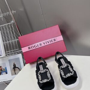 Roger Vivier - Viv' Run Light Strass Buckle Sandals in Fabric