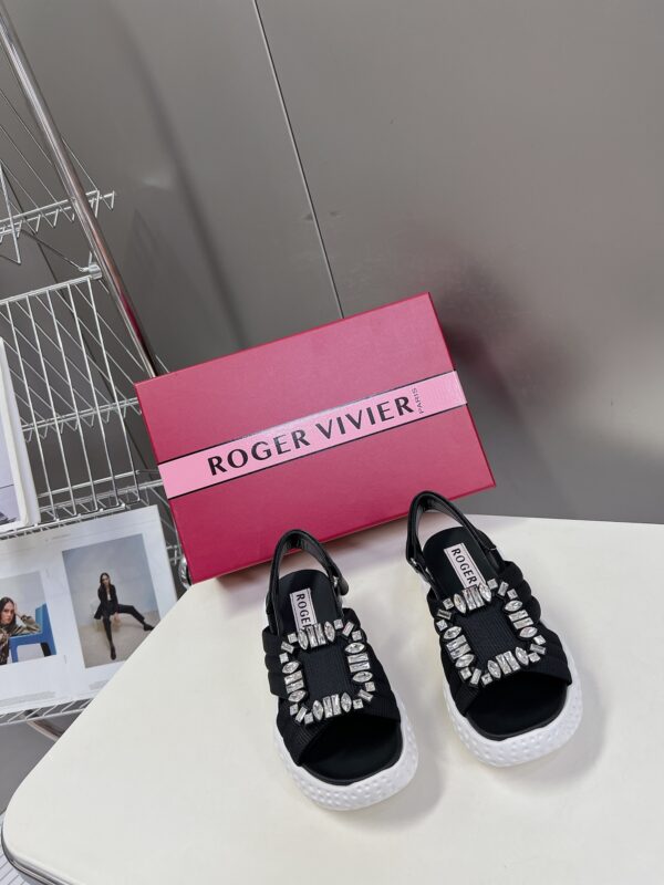 Roger Vivier - Viv' Run Light Strass Buckle Sandals in Fabric