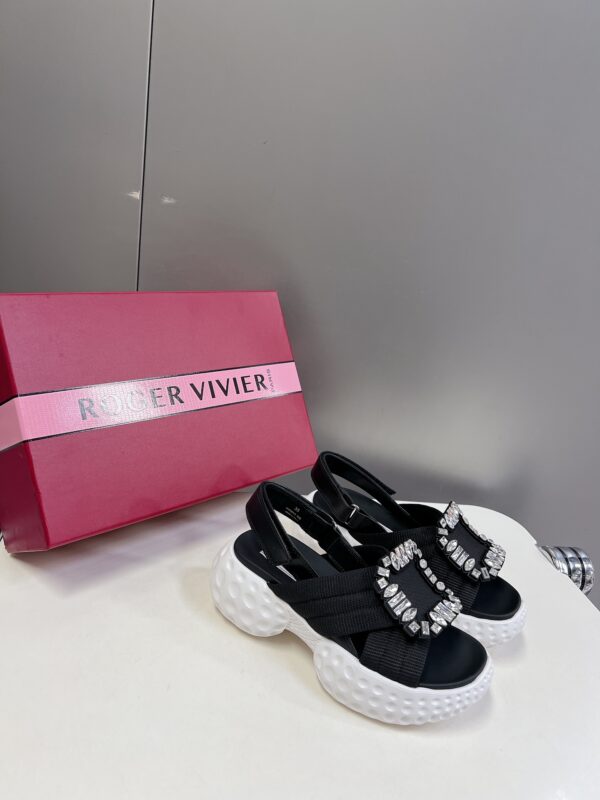 Roger Vivier - Viv' Run Light Strass Buckle Sandals in Fabric