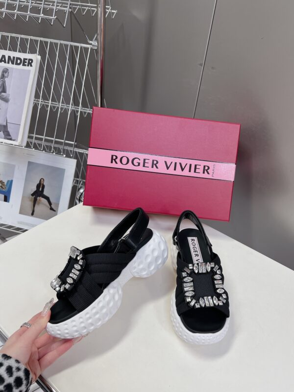 Roger Vivier - Viv' Run Light Strass Buckle Sandals in Fabric