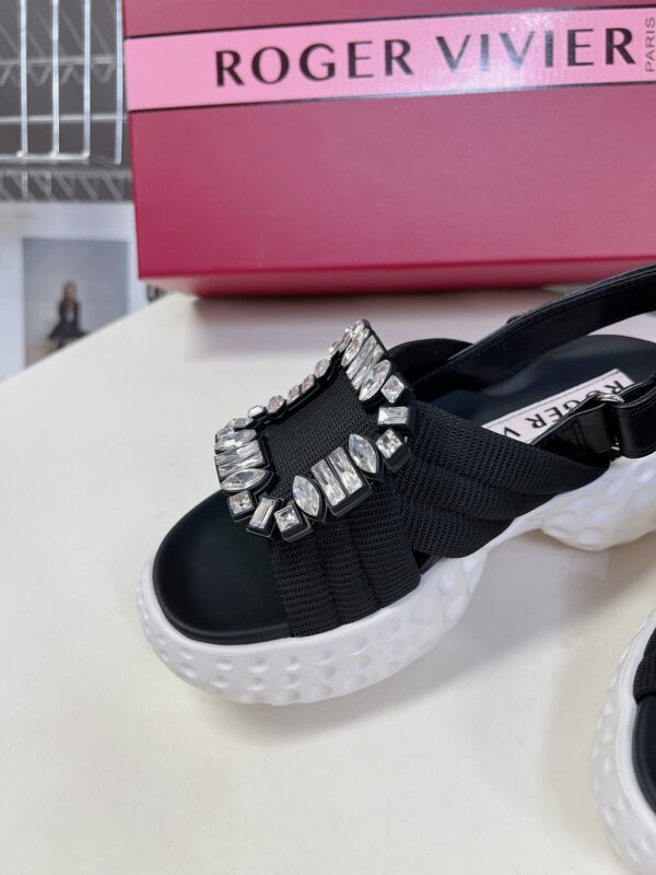 Roger Vivier - Viv' Run Light Strass Buckle Sandals in Fabric