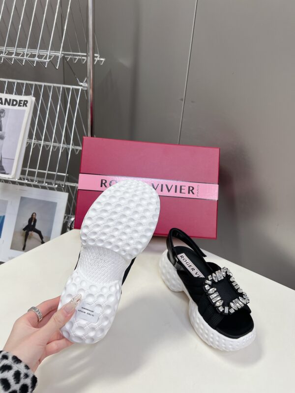 Roger Vivier - Viv' Run Light Strass Buckle Sandals in Fabric