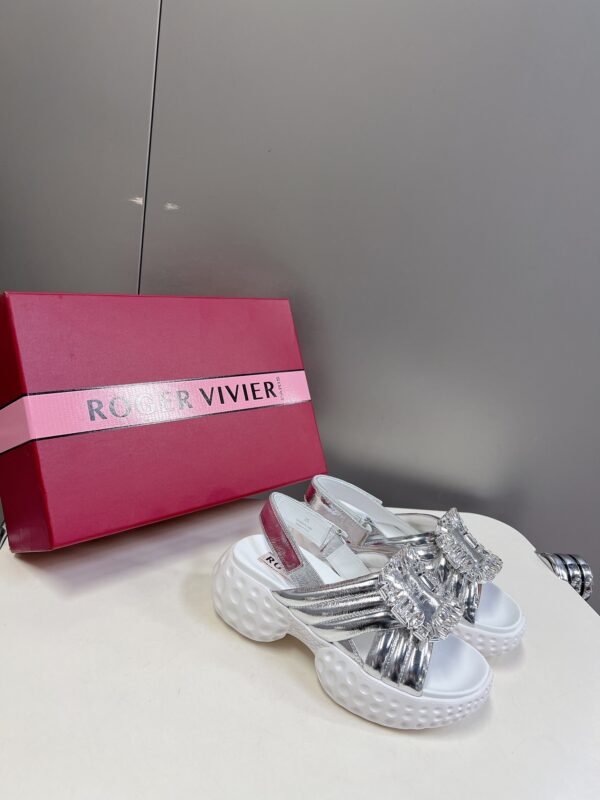 Roger Vivier - Viv' Run Light Strass Buckle Sandals in Fabric