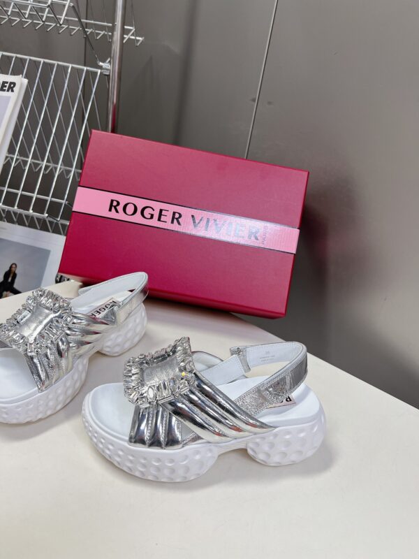 Roger Vivier - Viv' Run Light Strass Buckle Sandals in Fabric