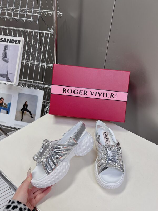 Roger Vivier - Viv' Run Light Strass Buckle Sandals in Fabric