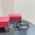 Valentino - Vlogo Cut-Out Calfskin Slide Sandal