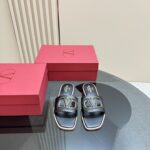 Valentino - Vlogo Cut-Out Calfskin Slide Sandal