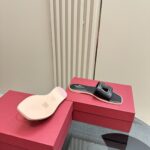 Valentino - Vlogo Cut-Out Calfskin Slide Sandal
