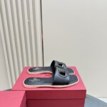 Valentino - Vlogo Cut-Out Calfskin Slide Sandal