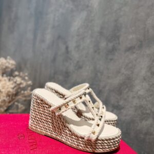 Valentino - Rockstud Laminated Nappa Wedge Sandal 90mm