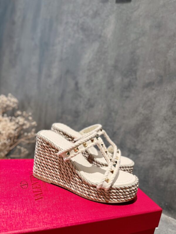 Valentino - Rockstud Laminated Nappa Wedge Sandal 90mm