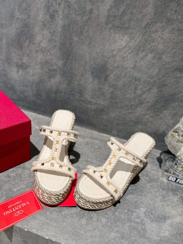 Valentino - Rockstud Laminated Nappa Wedge Sandal 90mm