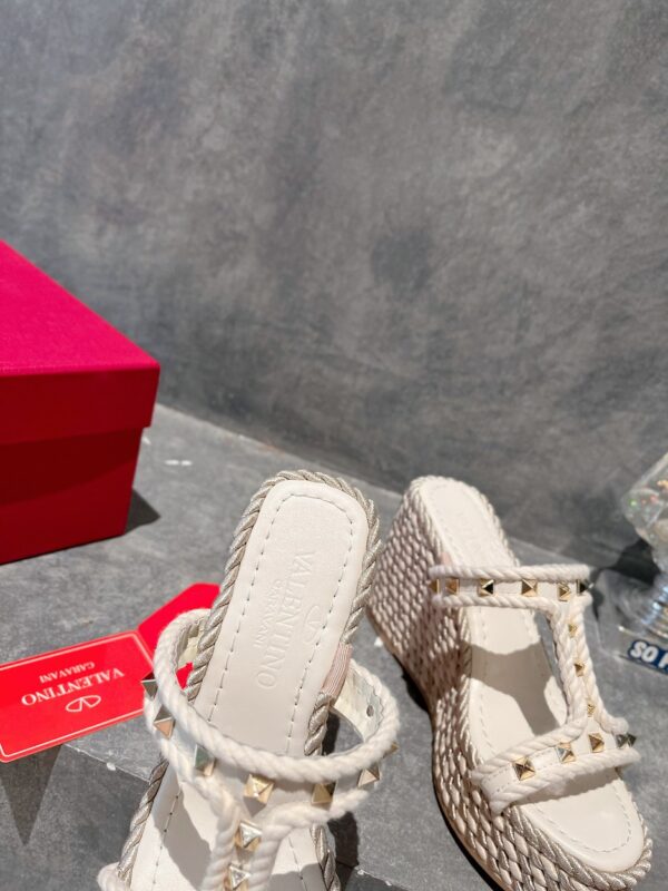 Valentino - Rockstud Laminated Nappa Wedge Sandal 90mm