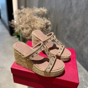 Valentino - Rockstud Laminated Nappa Wedge Sandal 90mm