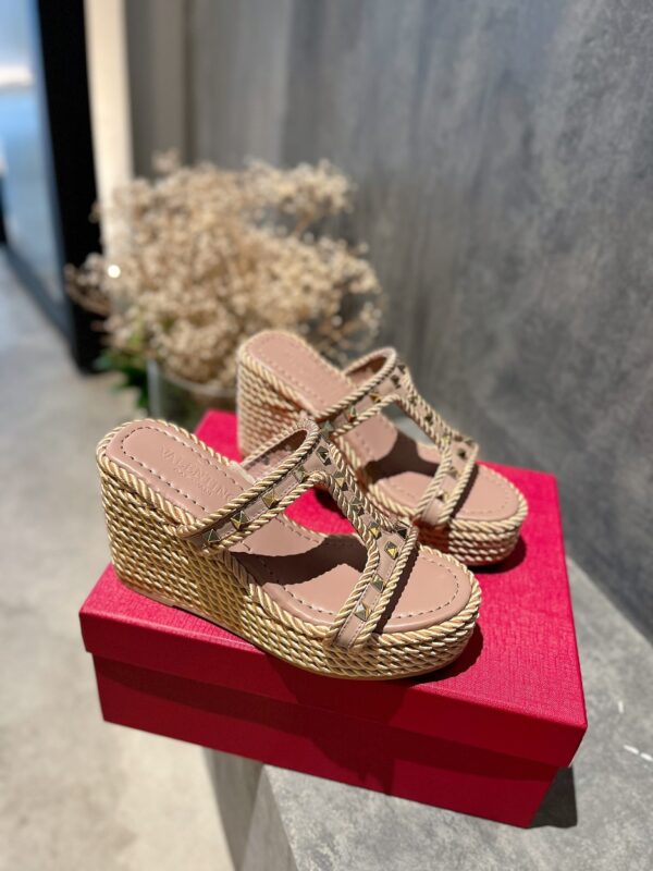 Valentino - Rockstud Laminated Nappa Wedge Sandal 90mm