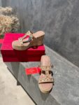 Valentino - Rockstud Laminated Nappa Wedge Sandal 90mm
