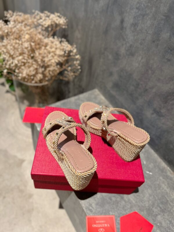 Valentino - Rockstud Laminated Nappa Wedge Sandal 90mm
