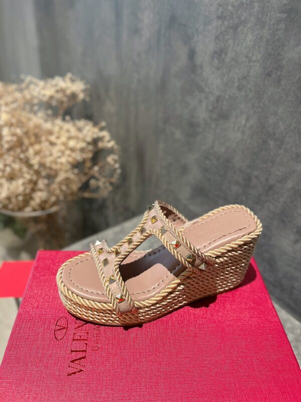 Valentino - Rockstud Laminated Nappa Wedge Sandal 90mm