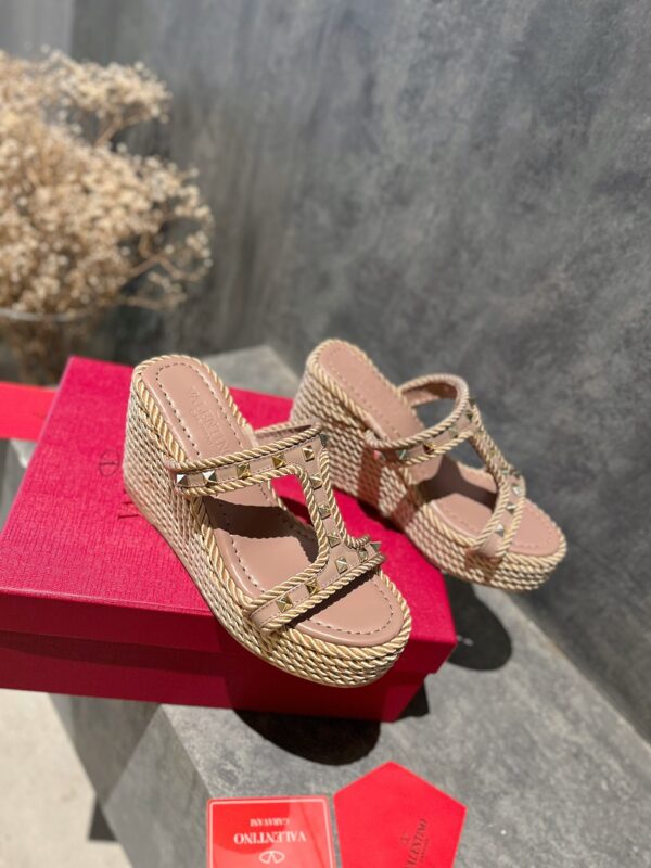 Valentino - Rockstud Laminated Nappa Wedge Sandal 90mm