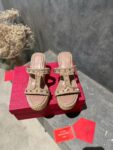 Valentino - Rockstud Laminated Nappa Wedge Sandal 90mm