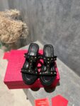 Valentino - Rockstud Laminated Nappa Wedge Sandal 90mm