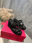 Valentino - Rockstud Laminated Nappa Wedge Sandal 90mm