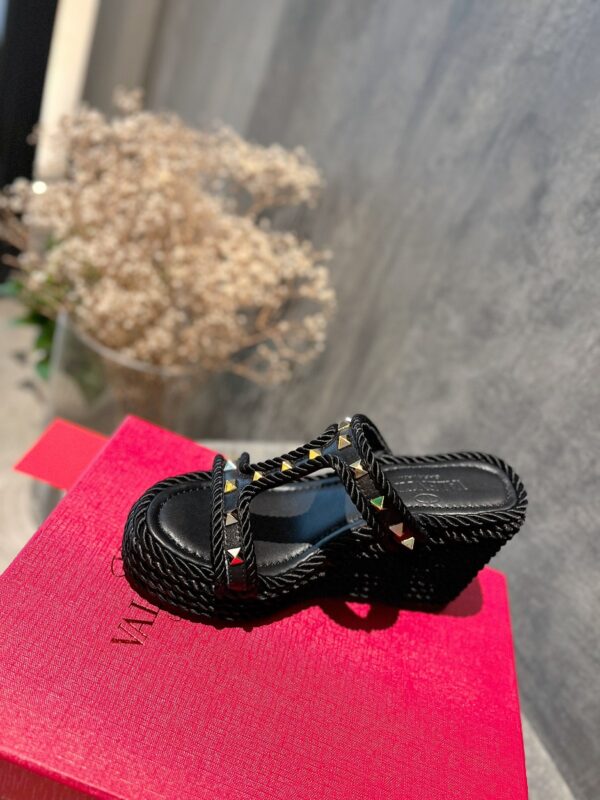Valentino - Rockstud Laminated Nappa Wedge Sandal 90mm