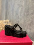 Valentino - Rockstud Laminated Nappa Wedge Sandal 90mm