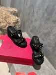 Valentino - Rockstud Laminated Nappa Wedge Sandal 90mm