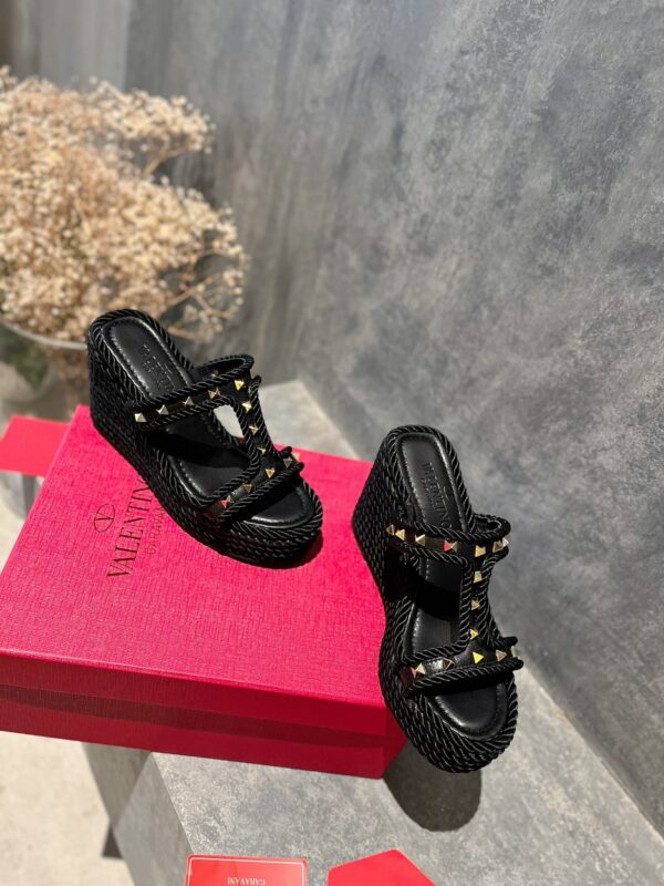 Valentino - Rockstud Laminated Nappa Wedge Sandal 90mm
