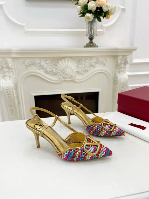 Valentino - Vlogo Signature Woven Raffia Slingback Pump 80mm