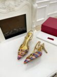 Valentino - Vlogo Signature Woven Raffia Slingback Pump 80mm