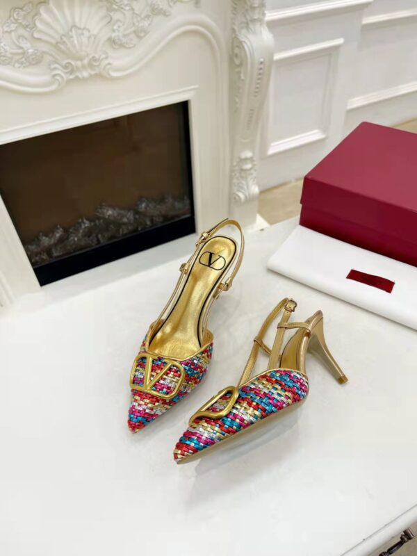 Valentino - Vlogo Signature Woven Raffia Slingback Pump 80mm