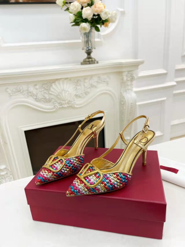 Valentino - Vlogo Signature Woven Raffia Slingback Pump 80mm