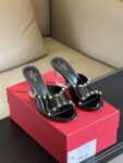 Valentino - 80mm Rockstud Patent Leather Mules
