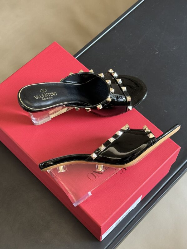 Valentino - 80mm Rockstud Patent Leather Mules
