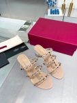 Valentino - Rockstud Calfskin Leather Slide Sandal 60mm