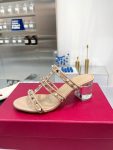 Valentino - Rockstud Calfskin Leather Slide Sandal 60mm