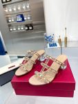 Valentino - Rockstud Calfskin Leather Slide Sandal 60mm