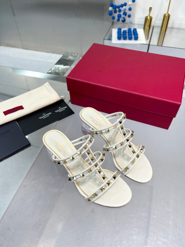 Valentino - Rockstud Calfskin Leather Slide Sandal 60mm