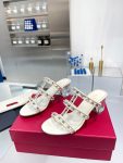 Valentino - Rockstud Calfskin Leather Slide Sandal 60mm