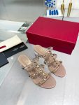 Valentino - Rockstud Calfskin Leather Slide Sandal 60mm