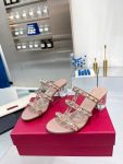 Valentino - Rockstud Calfskin Leather Slide Sandal 60mm