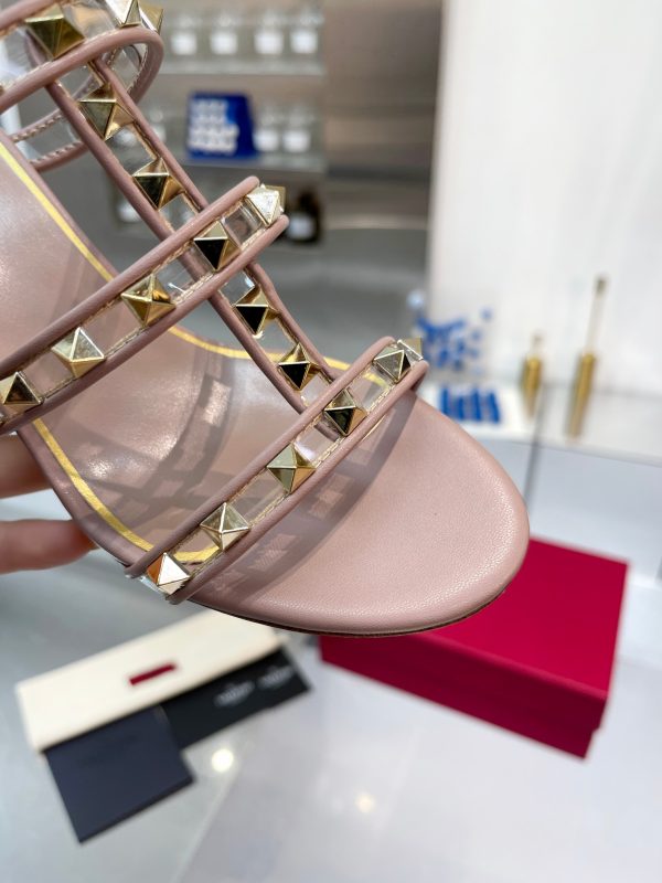 Valentino - Rockstud Calfskin Leather Slide Sandal 60mm