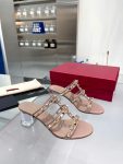Valentino - Rockstud Calfskin Leather Slide Sandal 60mm