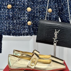 Valentino - Vlogo Locker Mary-Jane Ballerina in Mirrored Calfskin