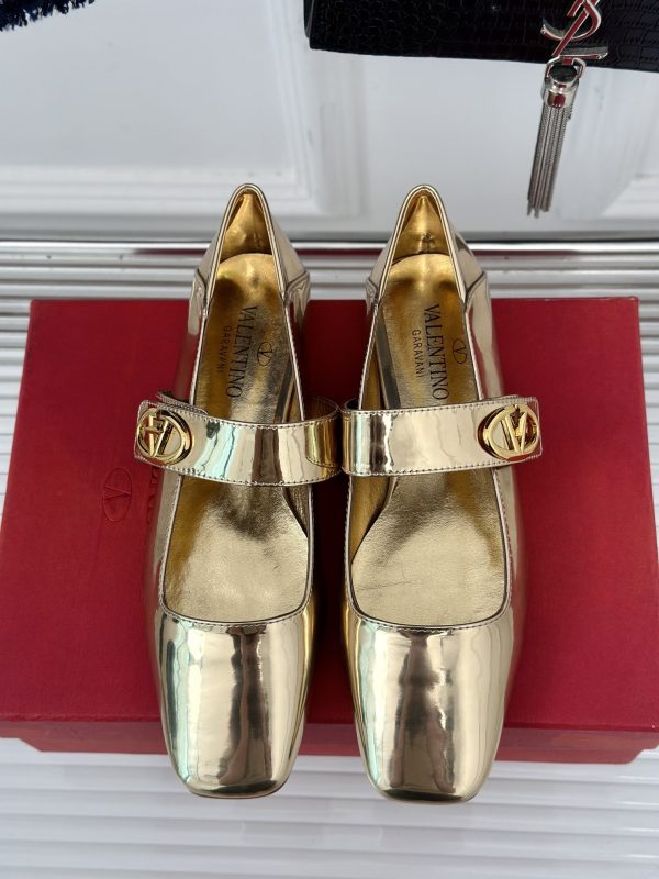 Valentino - Vlogo Locker Mary-Jane Ballerina in Mirrored Calfskin