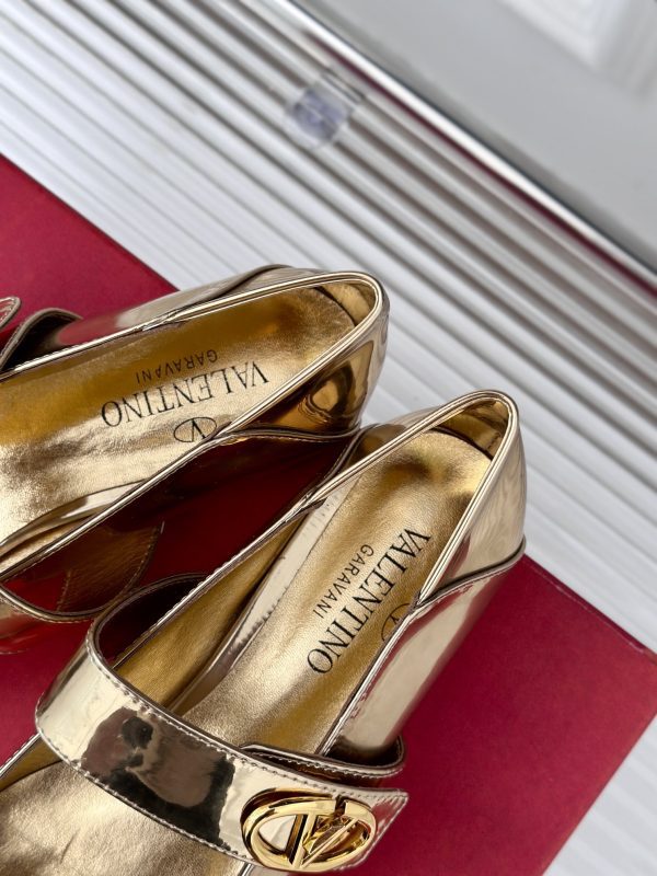 Valentino - Vlogo Locker Mary-Jane Ballerina in Mirrored Calfskin
